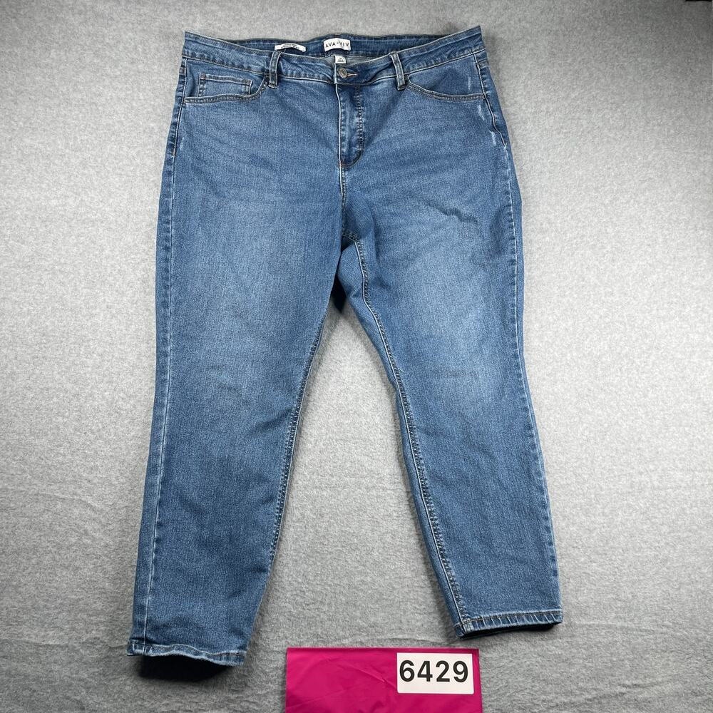 Ava & Viv Jeans Womens Size 20 Blue High Rise Skinny Blue Distressed